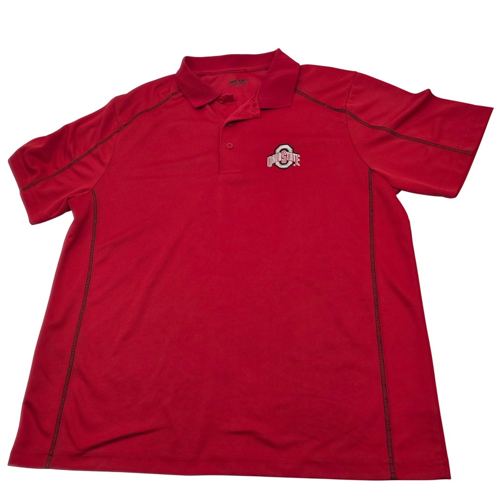Ohio State Authentic Apparel Polo Shirt Mens XL Red Embroidered Logo NCAA Preppy